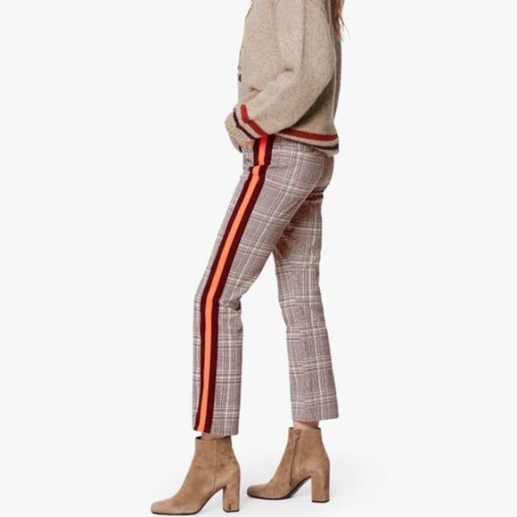 Mother The Insider Plaid Stripe Retro Ankle Pants Plum Pink Brown Orange 24 NWT - Picture 6 of 16